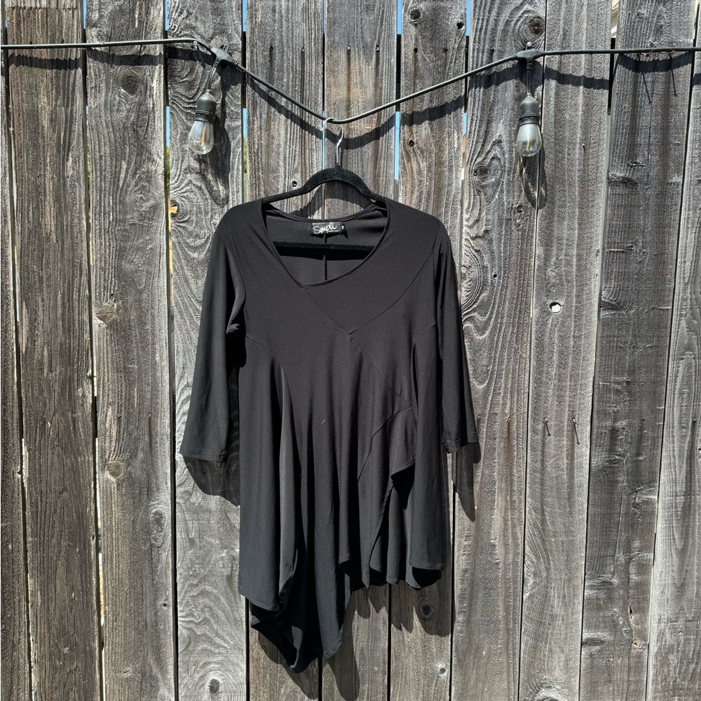 Sympli The Best Black Asymmetrical Neck and Hem Long Sleeve Dress size 10 Large